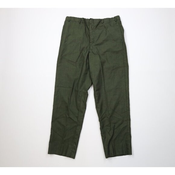 Vtg 50s Hollywood Regency Mens 34x29 Rayon Gabardine Knit Chino Pants USA Green